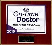 award-On-Time-Physician-Award-2015-Dr-Maan-Kattash-plastic-surgeon